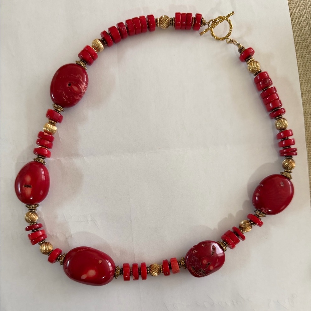 Elegant Red coral Necklace 21 1/2”